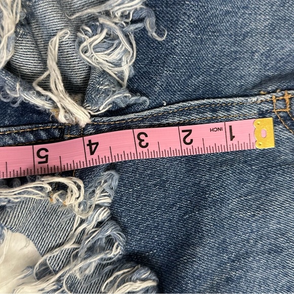 Bundle Summer Topshop Moto KIRI Black and Blue Jean Shorts with Distressed Hem - Picture 9 of 13